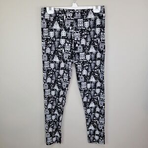Black And White Winter Print Polyester‎ Spandex Ankle Leggings Plus Size
